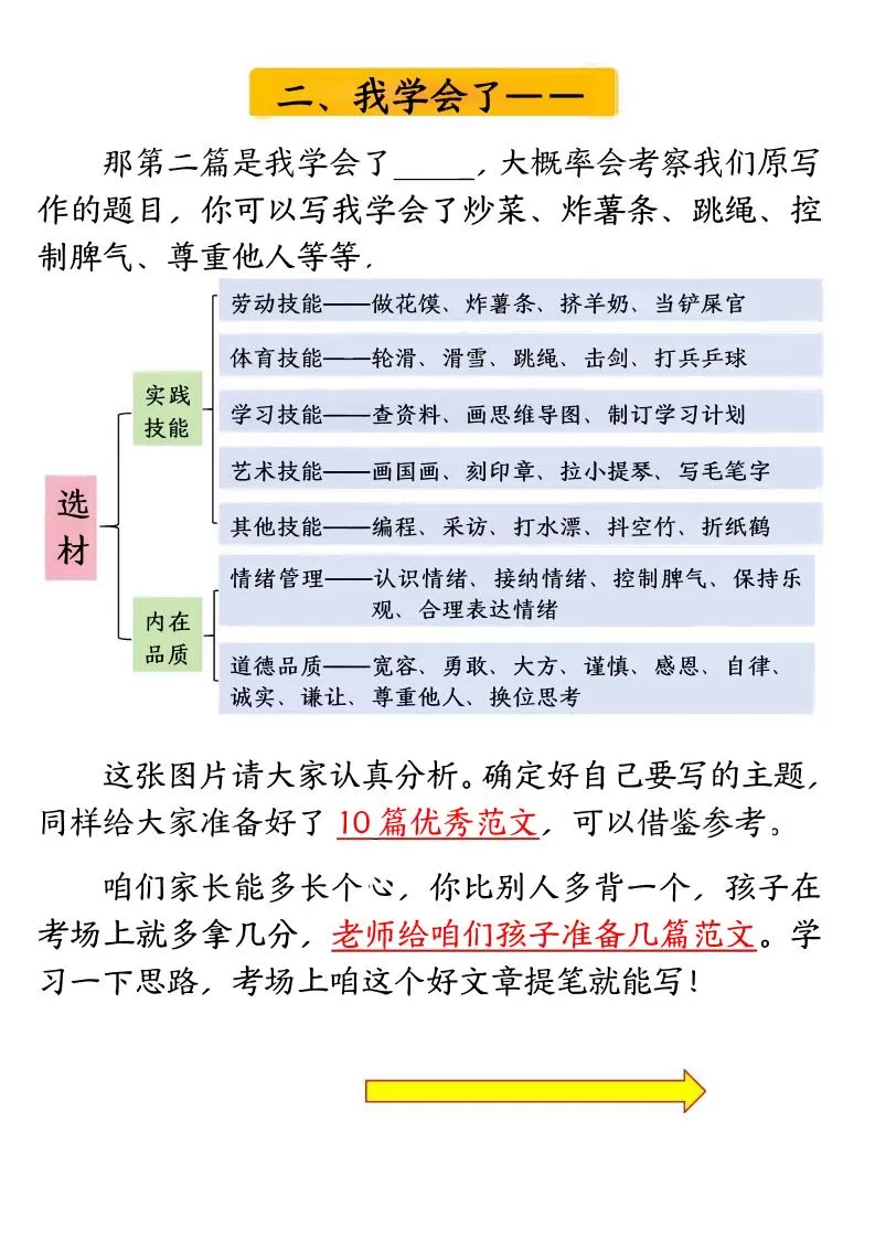 四年级下册语文期末复习押题作文