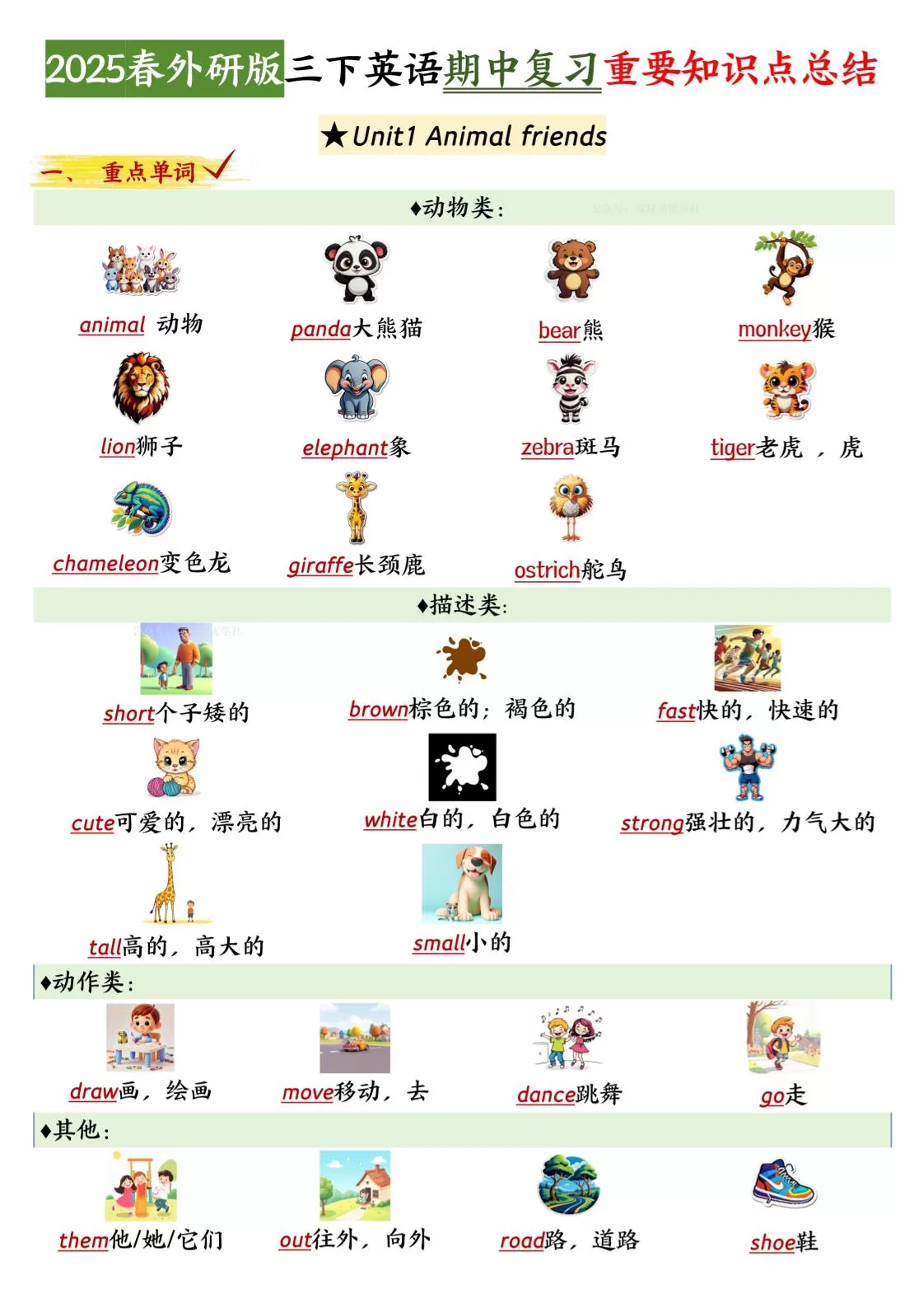 三下英语外研期中知识清单2-大象资料网