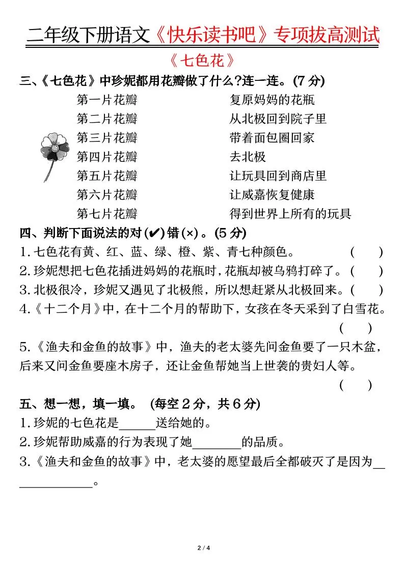 二下语文【快乐读书吧专项-空白】
