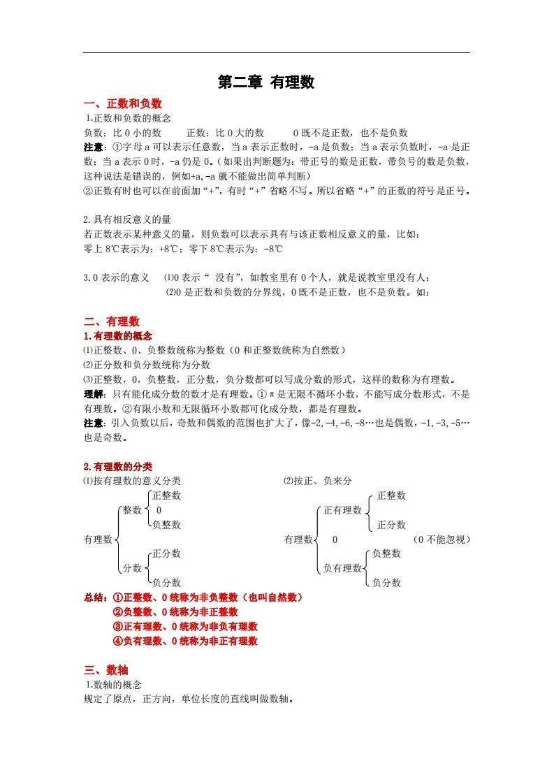 苏科版数学七年级上册知识点总结