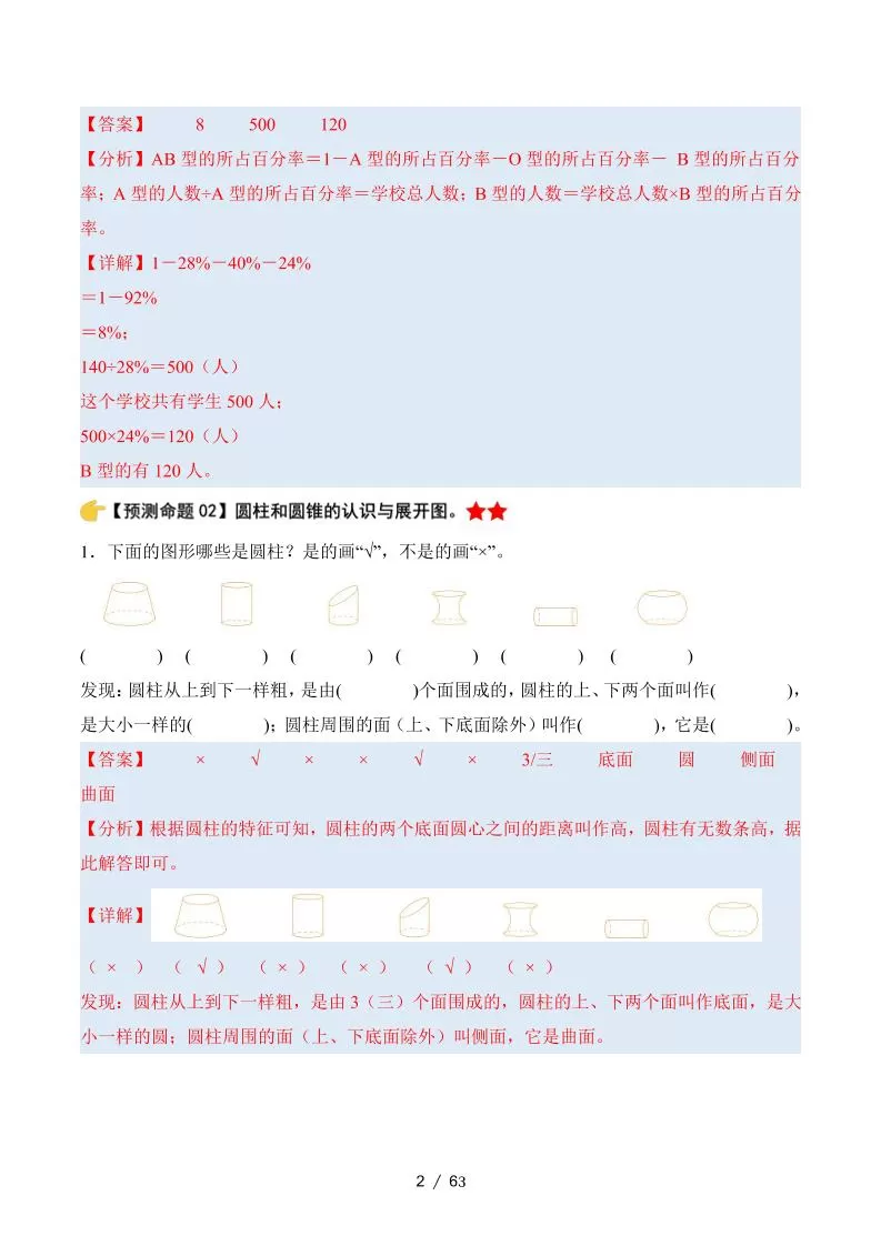 六下数学期中复习·终极压轴版（解析版）苏教版63页