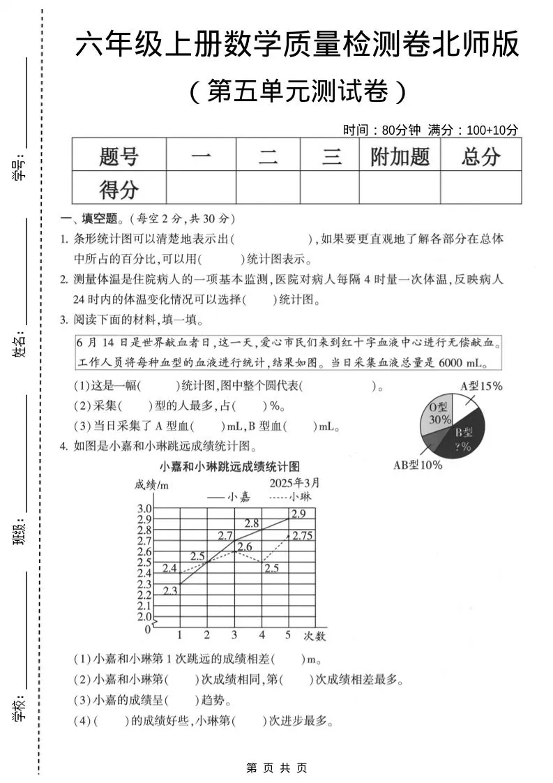 六年级上数学第五单元测试卷《北师版》2-大象资料网