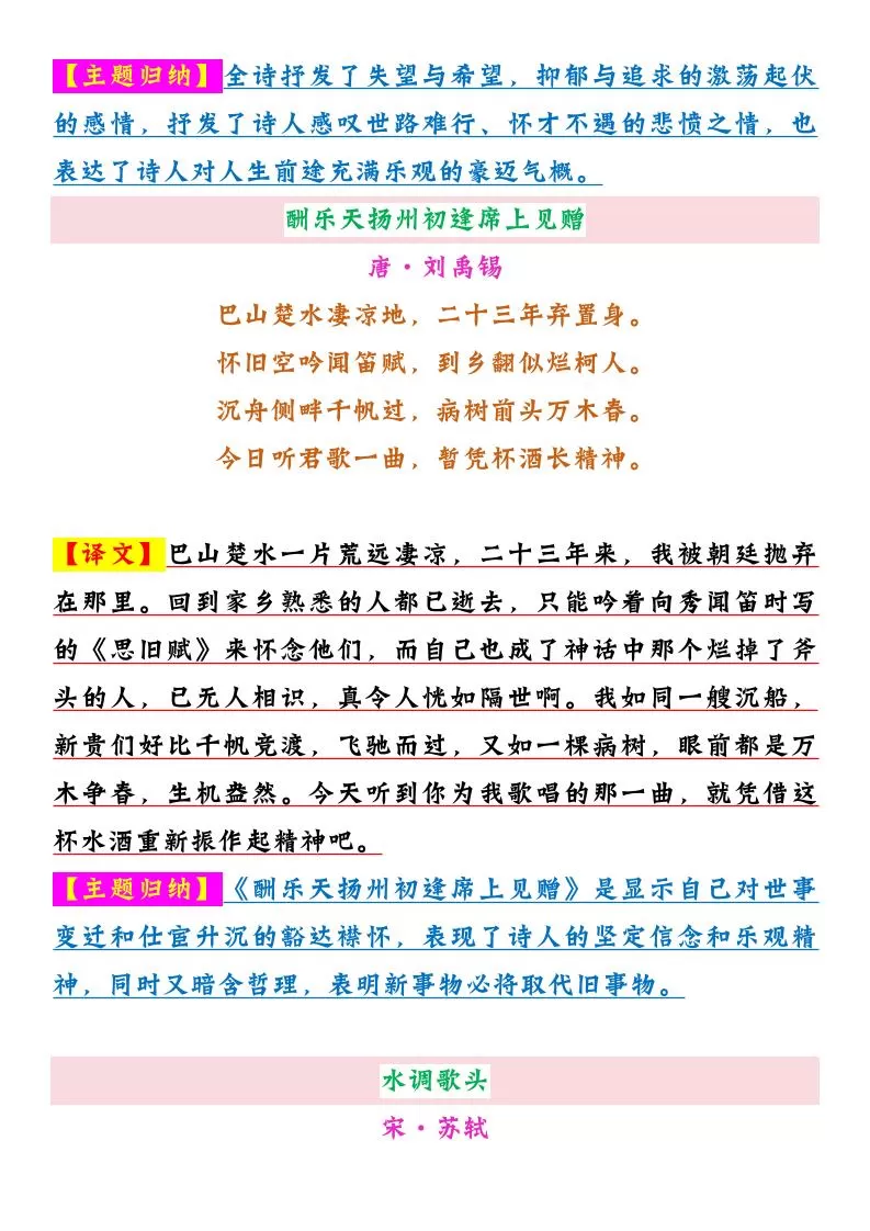 【2025秋新版】九年级上册语文必背古诗词整理（含译文+主题归纳）