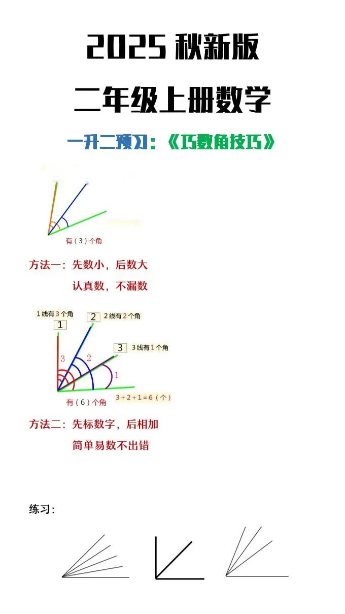 【2025秋新版】二年级上册数学巧数角的技巧-大象资料网
