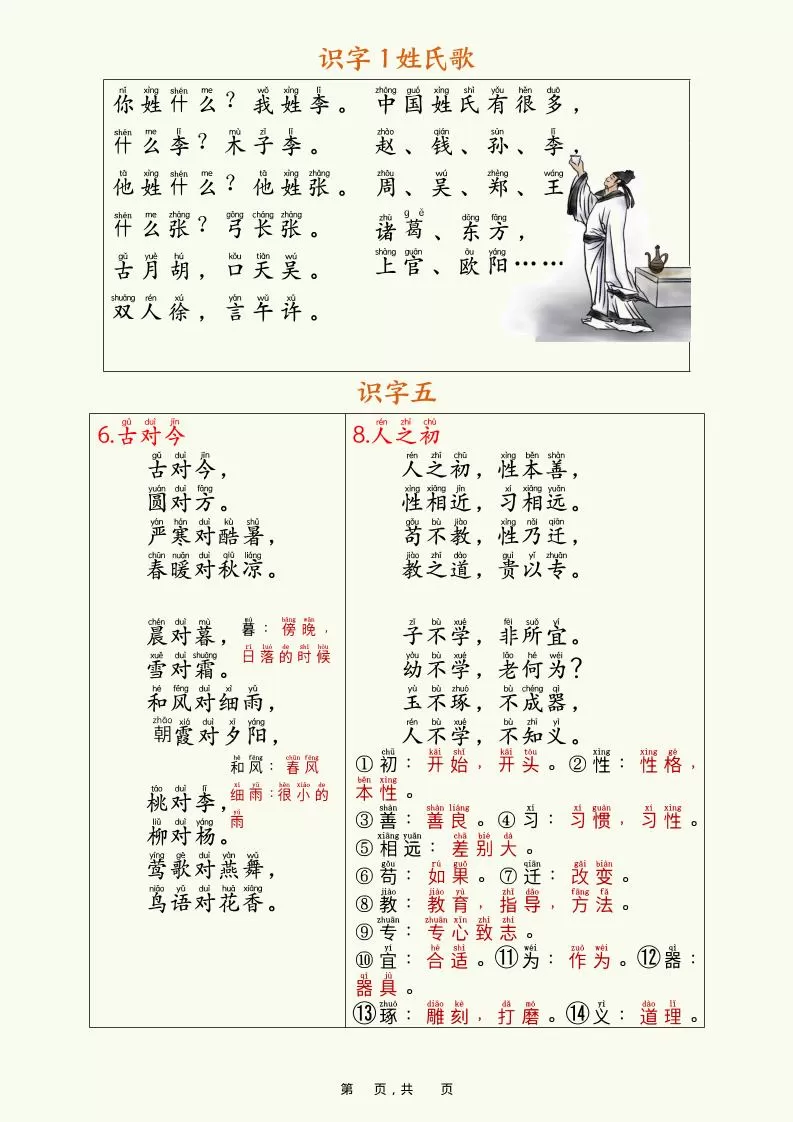 新一下语文寒假预习全册必背知识汇总（十三类知识点）17页