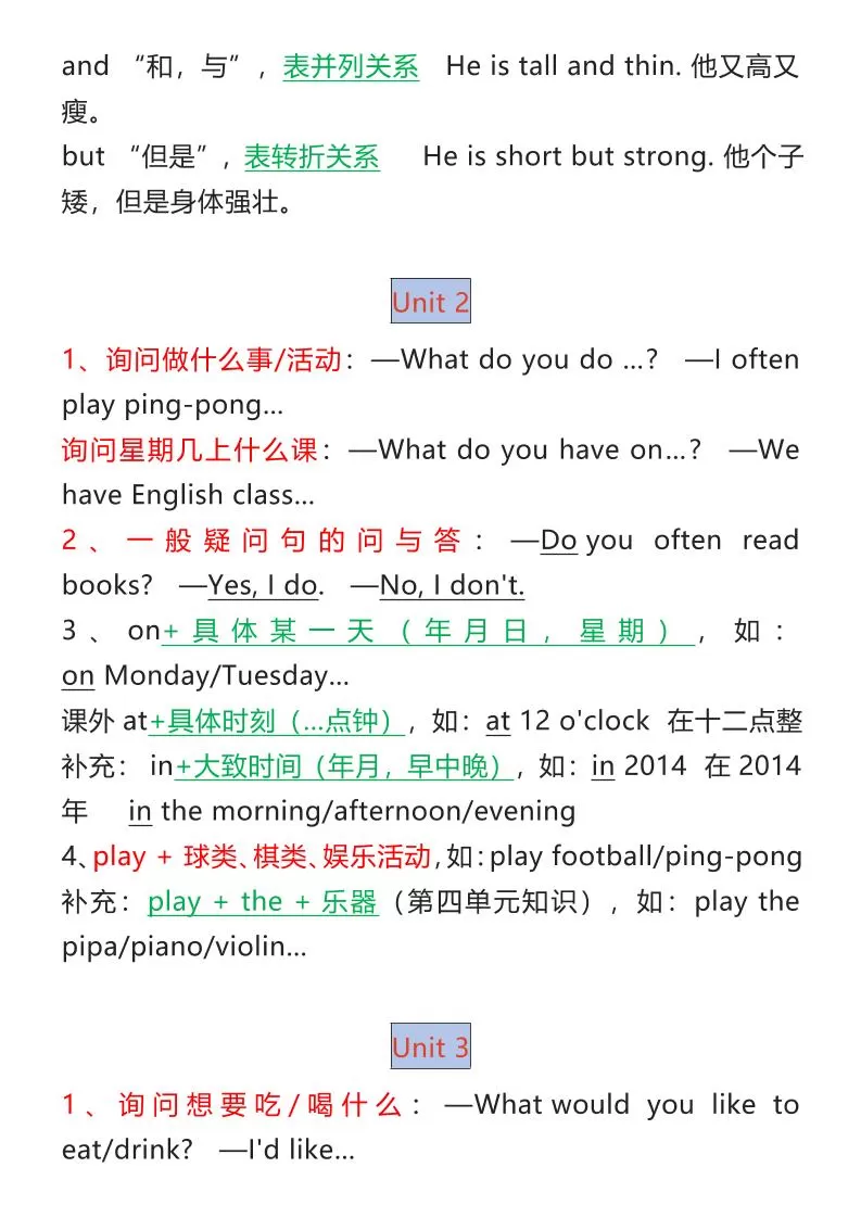 【2025秋新版】五年级英语上册1-6各单元重点知识+语法
