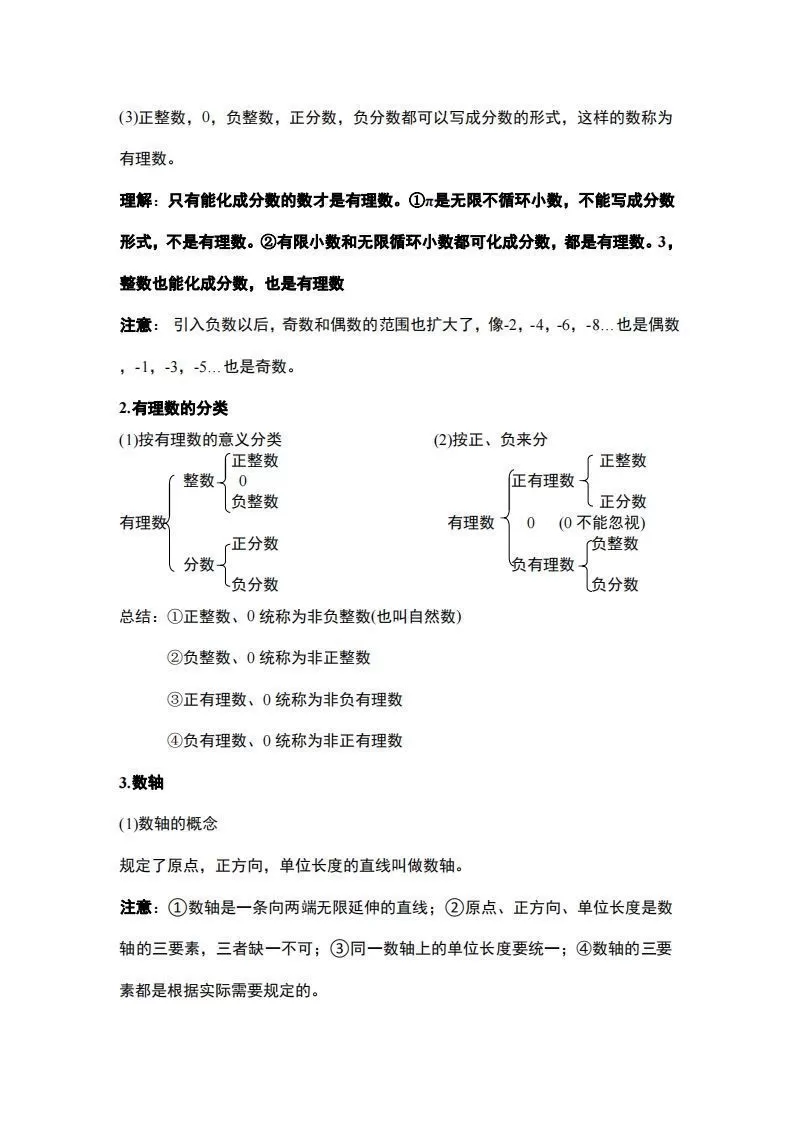 人教版七年级上册数学知识点总结