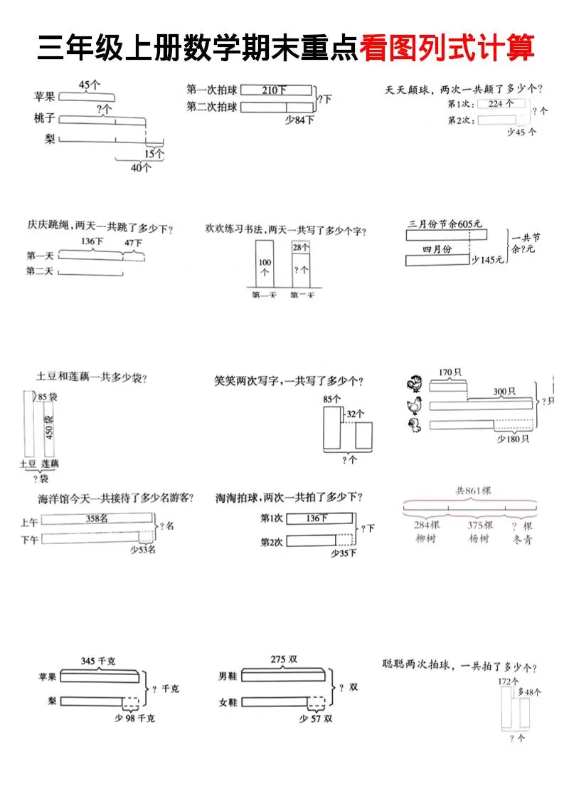 三上数学看图列式-大象资料网